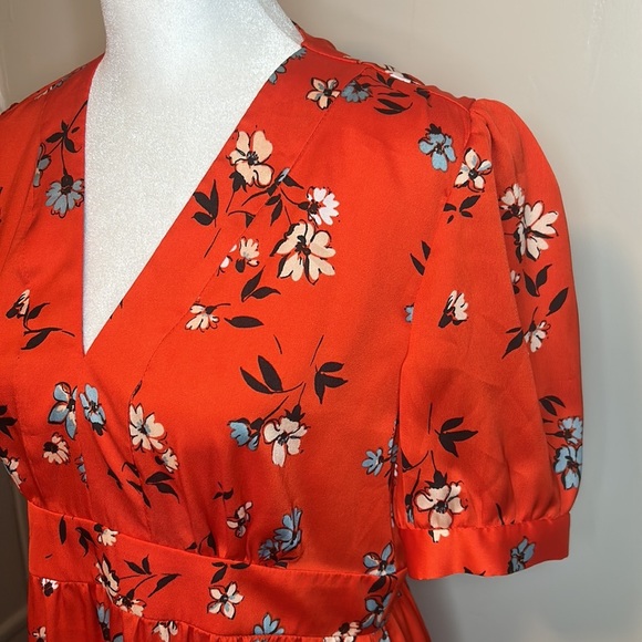 Jill Jill Stuart Floral-Print V-Neck Puff Sleeve Mini Dress Size 4 - Picture 9 of 15